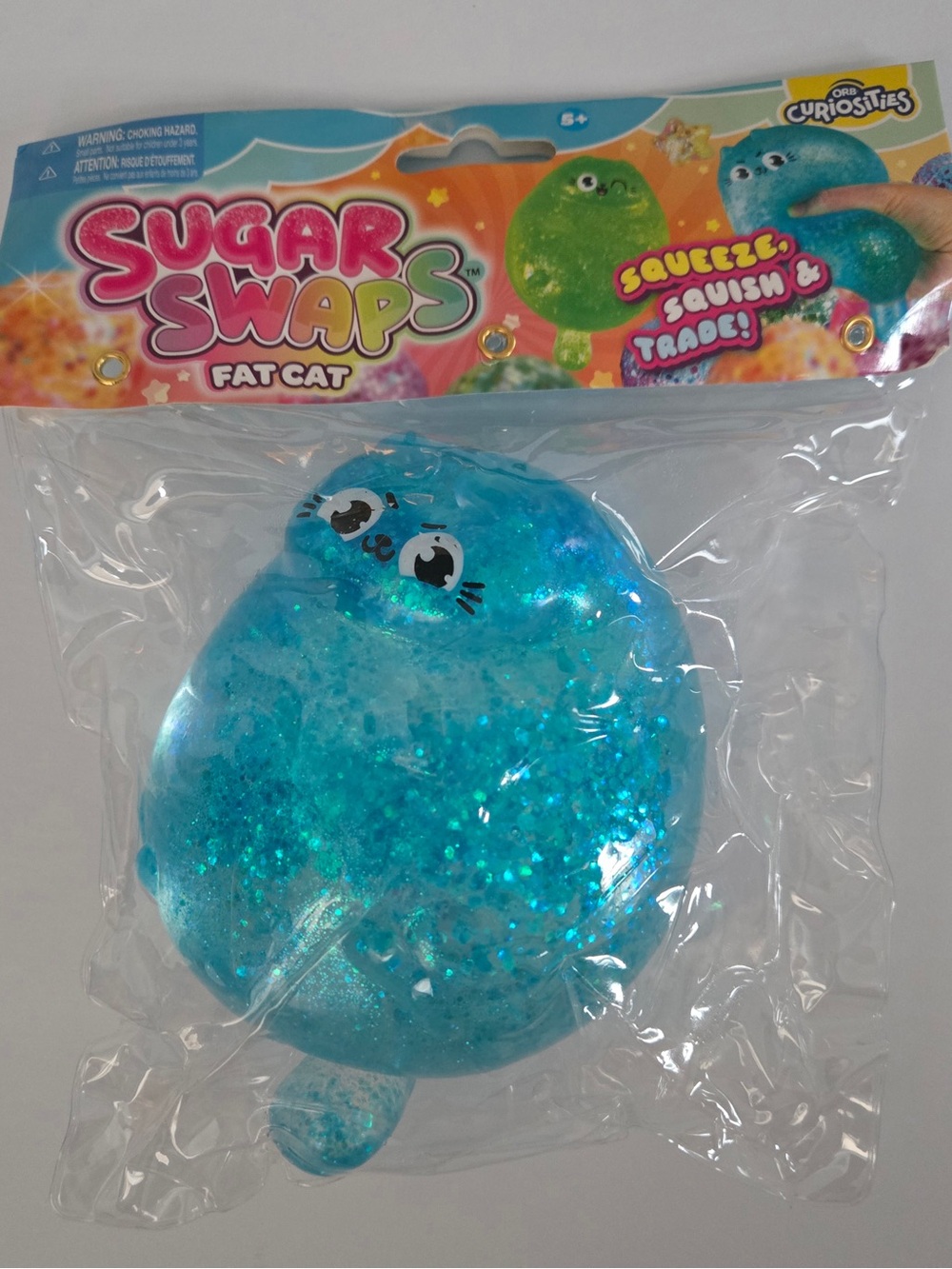 Sugar Swaps Fat Cat Blue Glitter Squishy NEW 🩵🐱✨